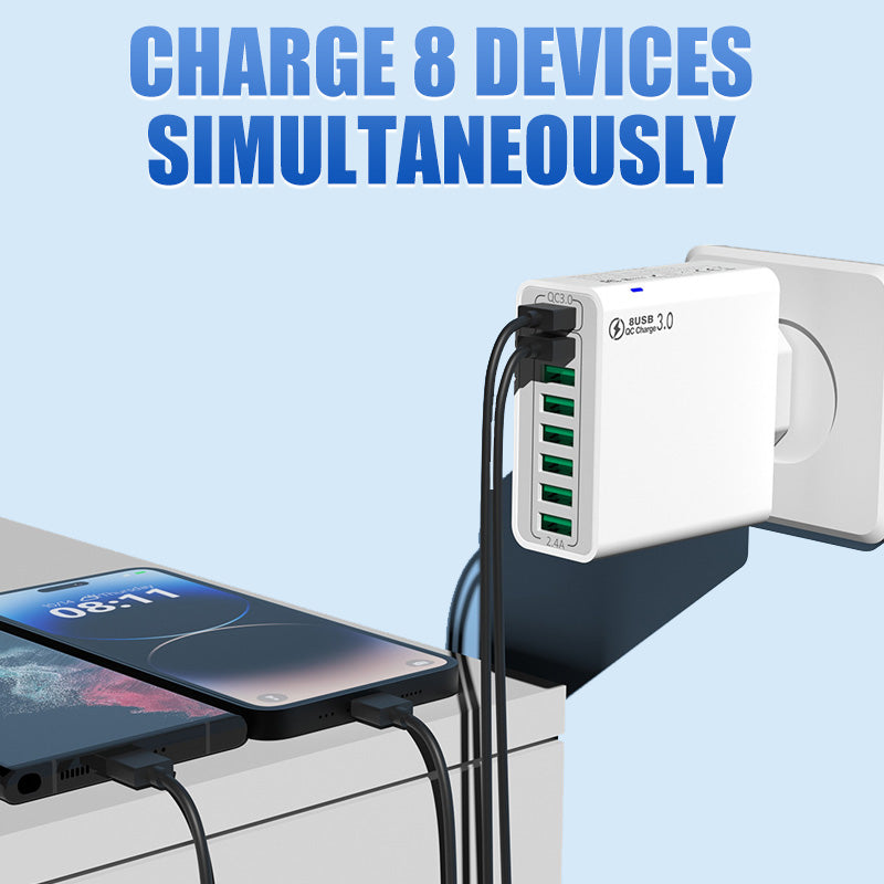 ⚡8-Port-USB-Schnellladeladegerät für Mobiltelefone