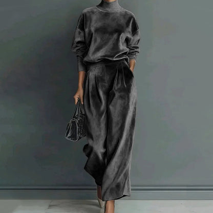 Damen-Freizeit-Set: Warmes Oberteil & Weite Hose, 2-teilig