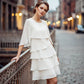 👗 Damen Kleid – Rundhals, Kaskaden-Rüschen & mehrlagig – Elegant & schmeichelhaft für Sommer & Anlässe✨