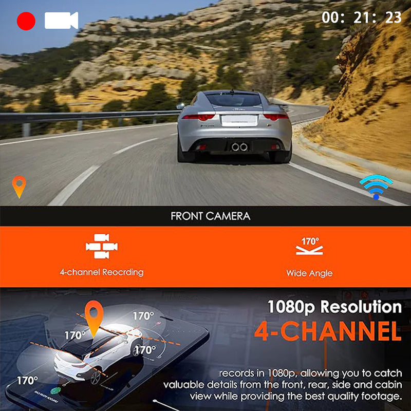 🏆60% RABATT 🚗 📹4-Channel HD Dashcam with Front Interior Rear Recording