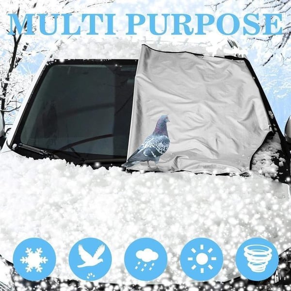 Universelle Windschutzscheiben-Sonnenblende für Autos, magnetische Schneeschutzvorrichtung aus Oxford-Stoff, Frostschutz im Winter, reflektierender Streifen für den Rückspiegel bei Nacht