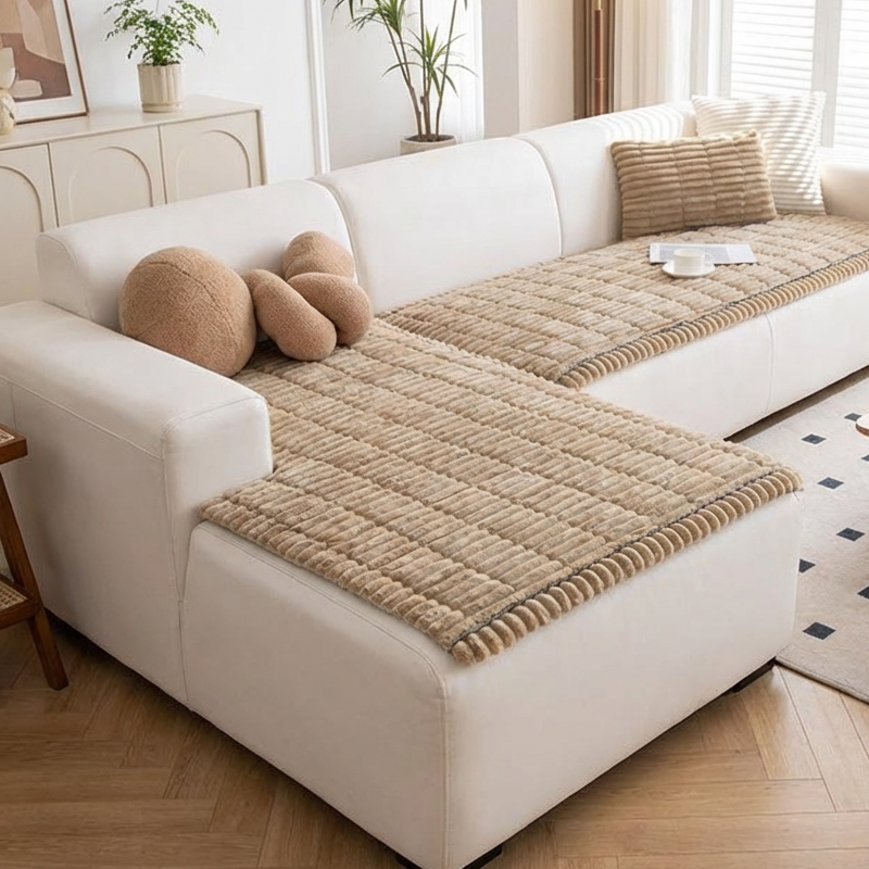 Gestepptes Cord-Sofa-Kissen mit rutschfester Unterseite