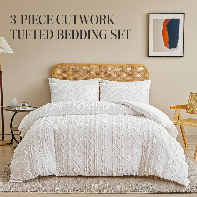 🔥Solange der Vorrat reicht 40 % Rabatt!🎉3-teiliges Cutwork-Tufting-Bettwäscheset