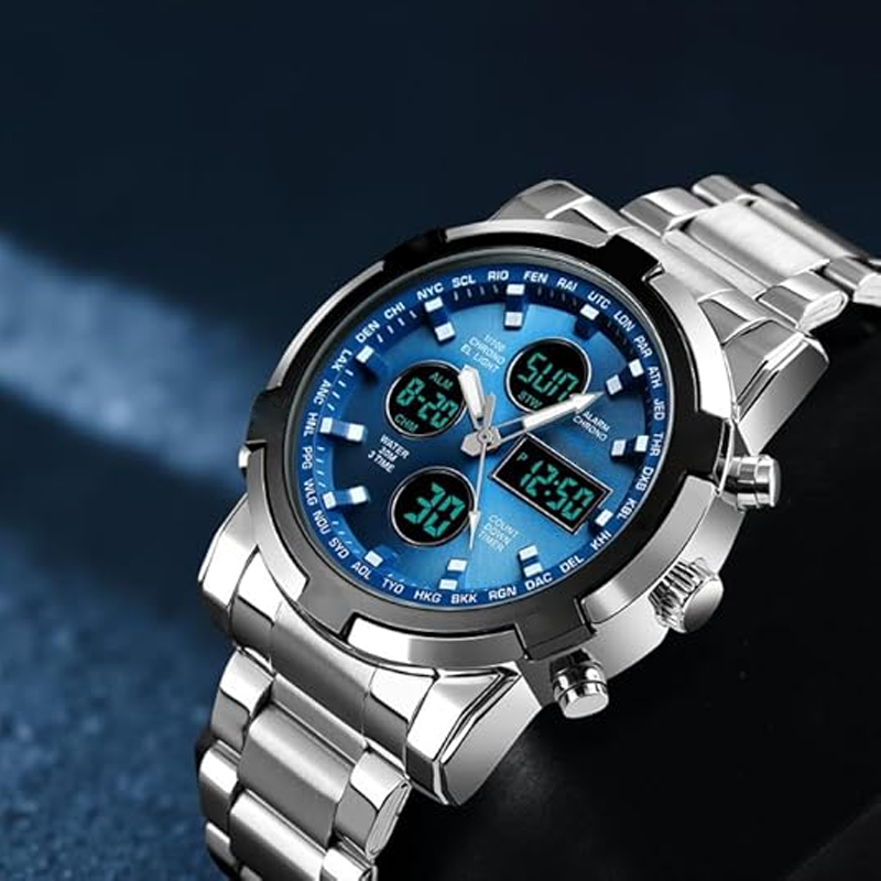 ⏰ Wasserdichte Analog-Digital-Militäruhr für Herren – 48 mm, multifunktional & Armband aus Edelstahl! 🕰️💪