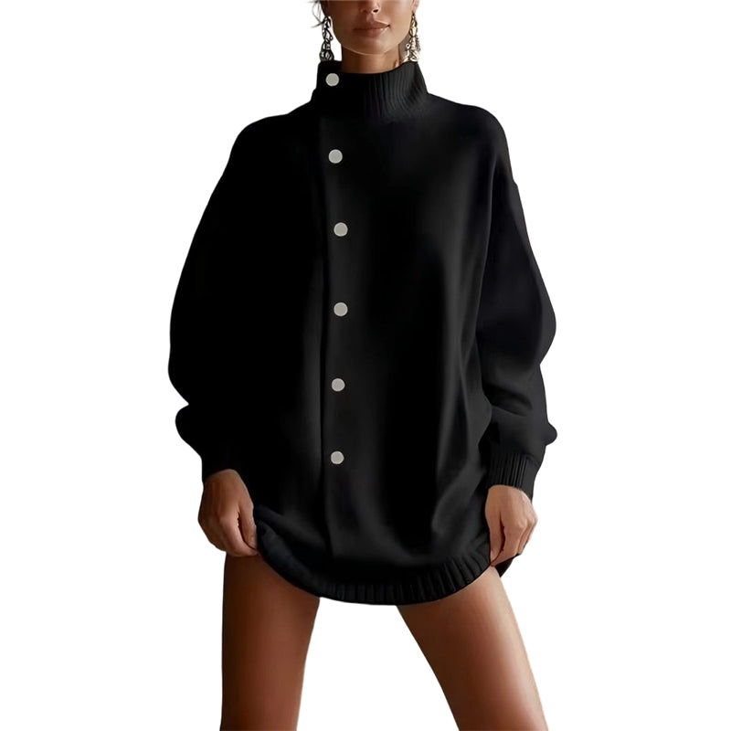 🔥Solange der Vorrat reicht 40 % Rabatt!🎉Damen-Strickjacke mit hohem Kragen und Knöpfen