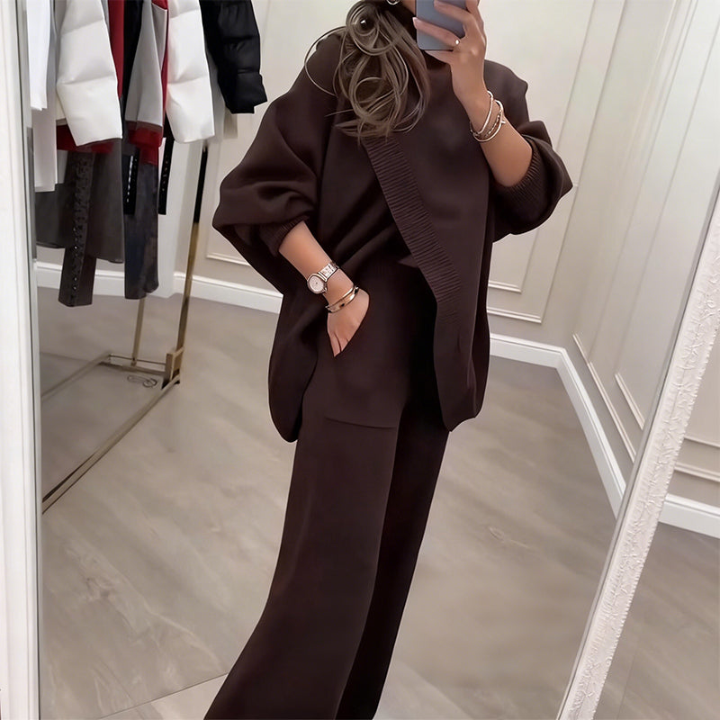 🎉 Neujahrsgeschenk – 50% RABATT!🧶 Damen-Oversize-Set: Asymmetrischer Pullover + Hose – weich, lässig & stylisch für jeden Tag