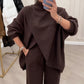 🎉 Neujahrsgeschenk – 50% RABATT!🧶 Damen-Oversize-Set: Asymmetrischer Pullover + Hose – weich, lässig & stylisch für jeden Tag