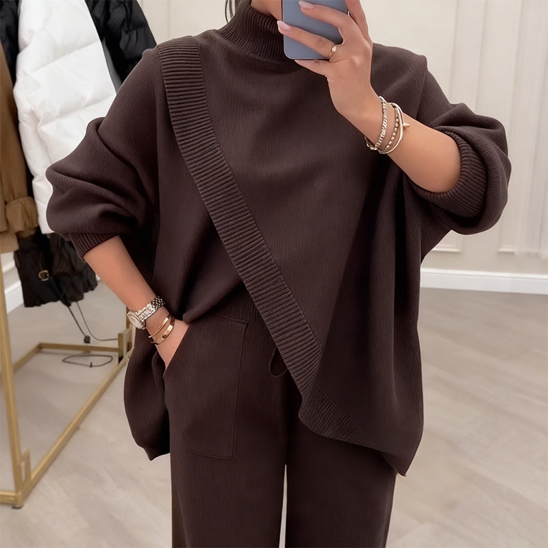 🎉 Neujahrsgeschenk – 50% RABATT!🧶 Damen-Oversize-Set: Asymmetrischer Pullover + Hose – weich, lässig & stylisch für jeden Tag