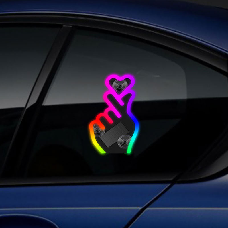 🚗 60% RABATT! 💖 Solar LED-Herz Auto-Fingerring – Dekorativ, Einfach zu Montieren & Automatisches Leuchten bei Nacht ✨