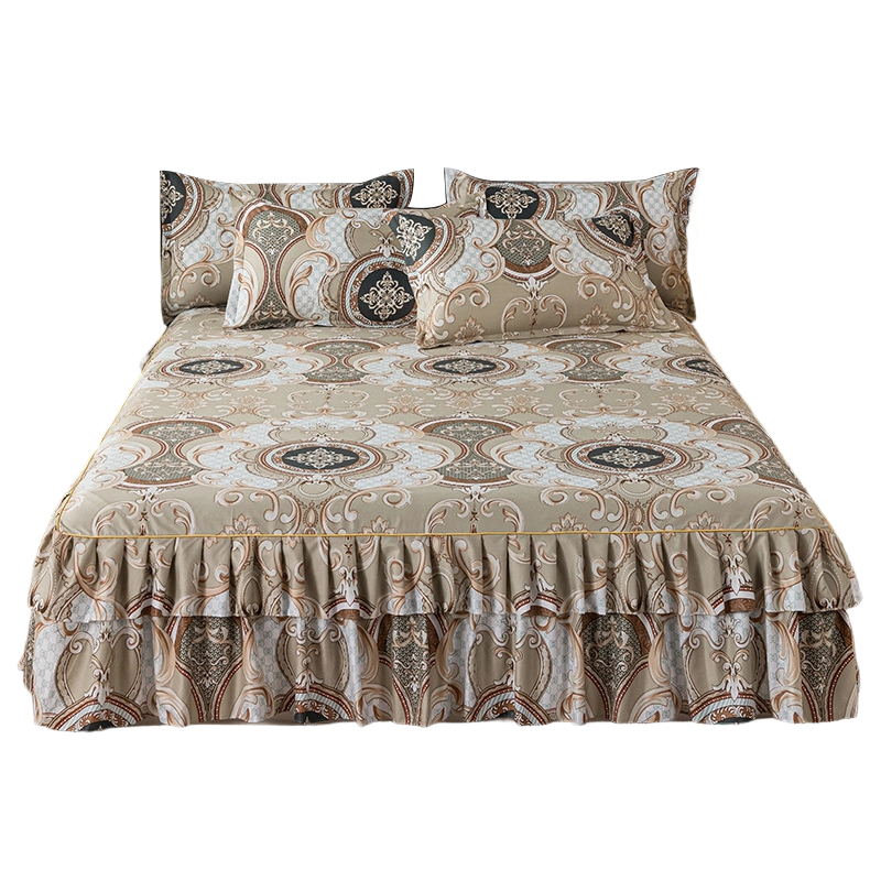 3-Piece Floral Ruffled Bed Skirt Set