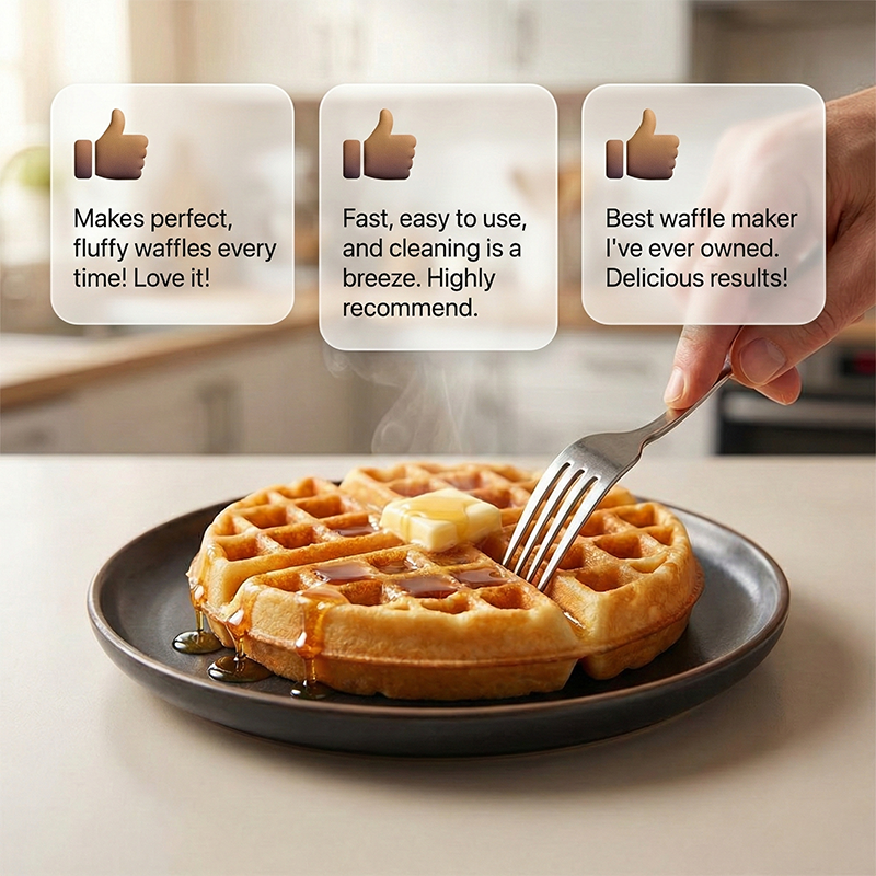 800W Electric Waffle Maker with Non-Stick Coating
