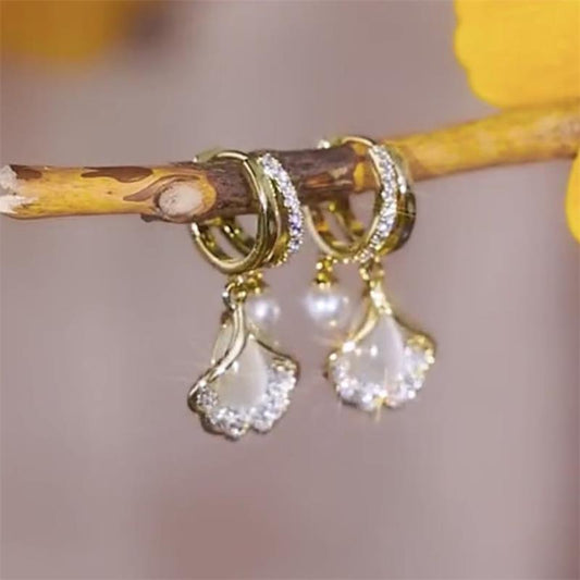 🔥Solange der Vorrat reicht 40 % Rabatt!🎉Katzenaugen-Ohrringe in Ginkgo-Blatt-Form – Elegante & vielseitige Ohrclips ✨🍁