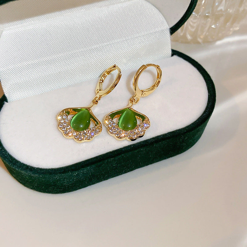 🔥Solange der Vorrat reicht 40 % Rabatt!🎉Katzenaugen-Ohrringe in Ginkgo-Blatt-Form – Elegante & vielseitige Ohrclips ✨🍁