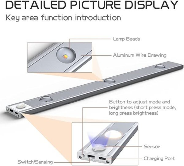 💡 50% RABATT! 🔥 4 Stück LED-Schrankleuchte mit Bewegungsmelder – Wiederaufladbar, Magnetisch & Ideal Für Kleiderschränke, Küchen & Arbeitsbereiche 🏠