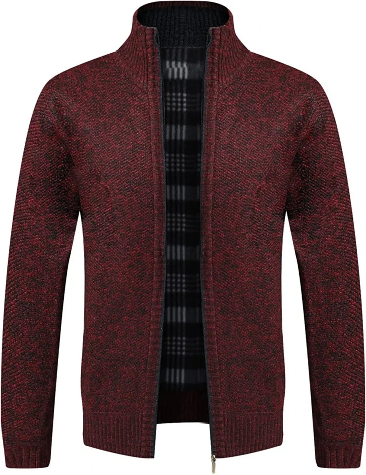 Herren-Strickjacke mit Reißverschluss und einfacher Tasche
