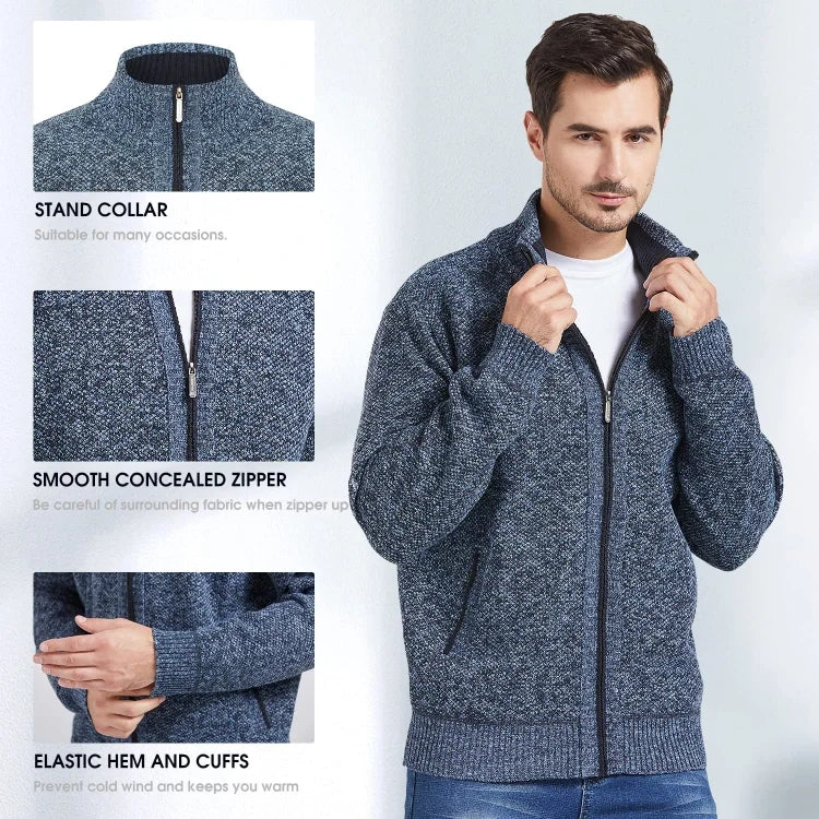 Herren-Strickjacke mit Reißverschluss und einfacher Tasche