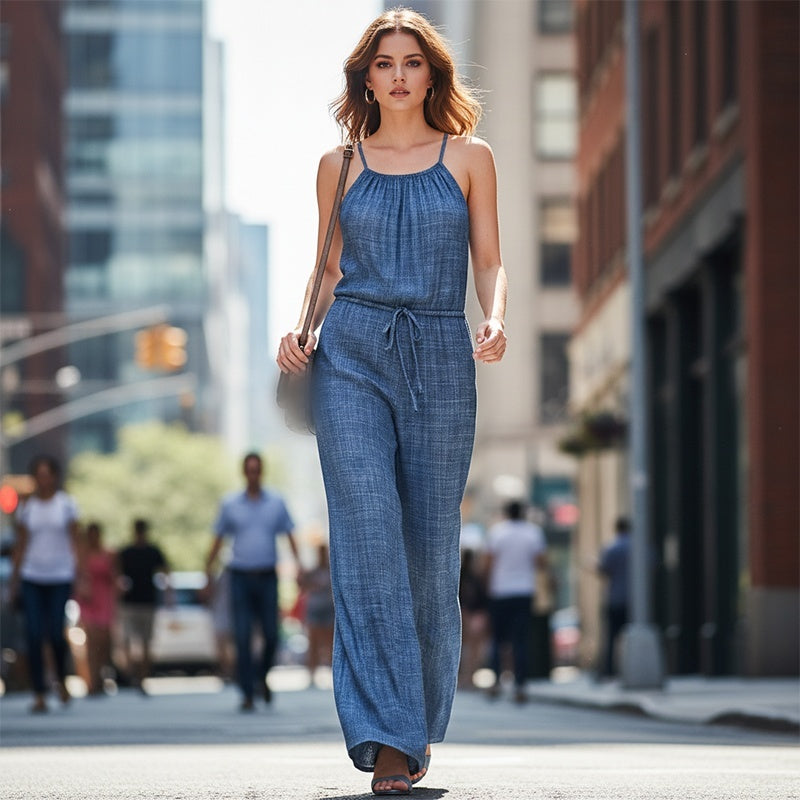🌬️Ärmelloser Sommer-Jumpsuit für Damen mit Kordelzug in der Taille👗