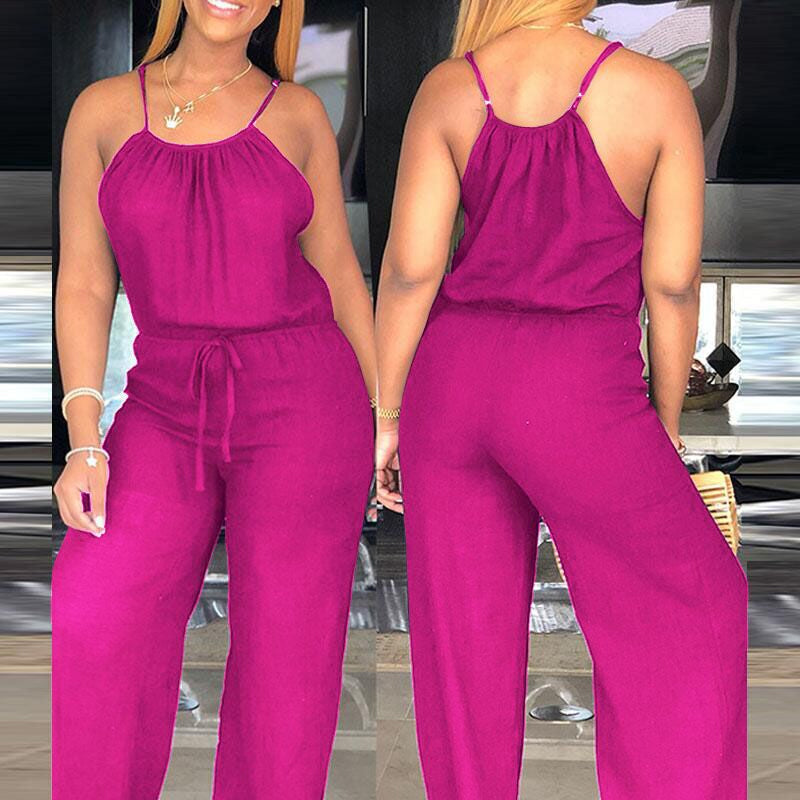 🌬️Ärmelloser Sommer-Jumpsuit für Damen mit Kordelzug in der Taille👗