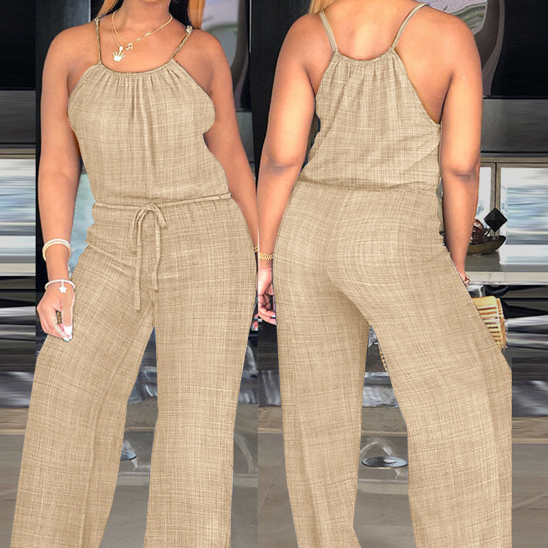 🌬️Ärmelloser Sommer-Jumpsuit für Damen mit Kordelzug in der Taille👗