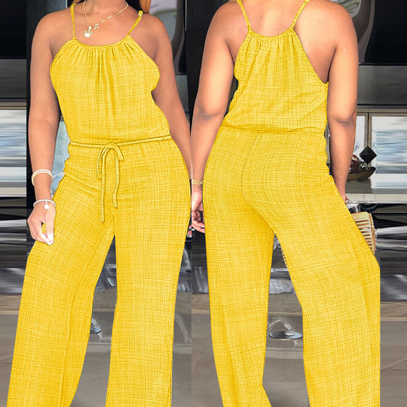 🌬️Ärmelloser Sommer-Jumpsuit für Damen mit Kordelzug in der Taille👗