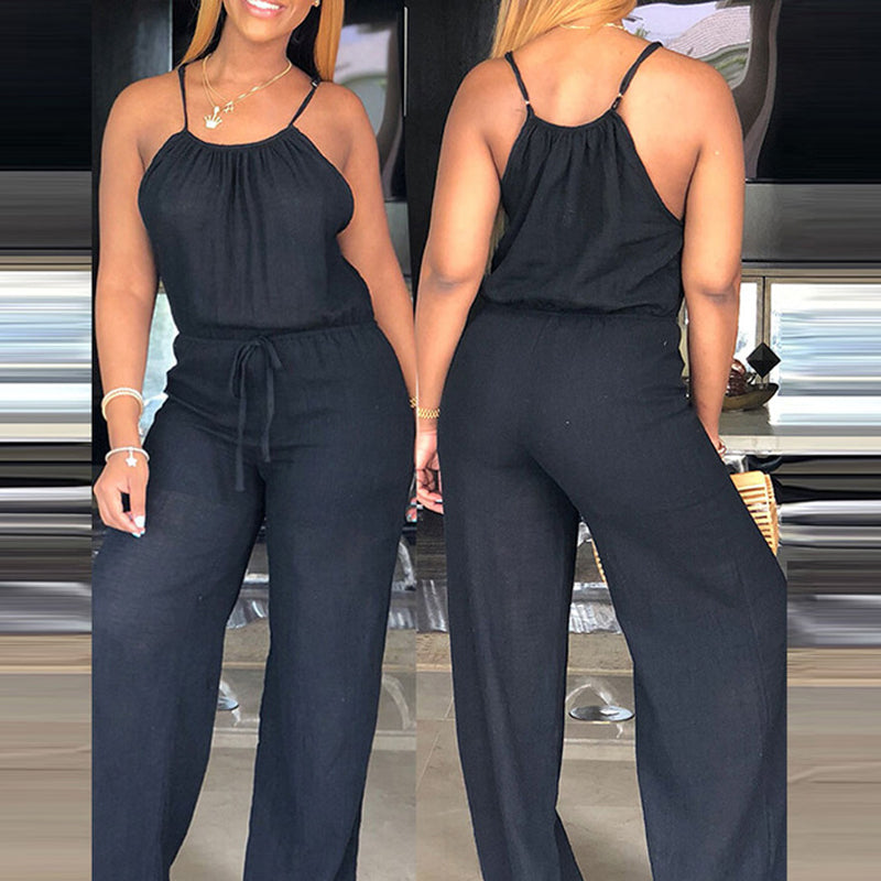 🌬️Ärmelloser Sommer-Jumpsuit für Damen mit Kordelzug in der Taille👗