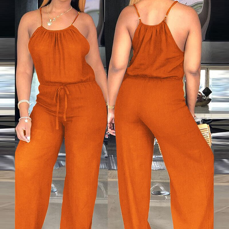 🌬️Ärmelloser Sommer-Jumpsuit für Damen mit Kordelzug in der Taille👗