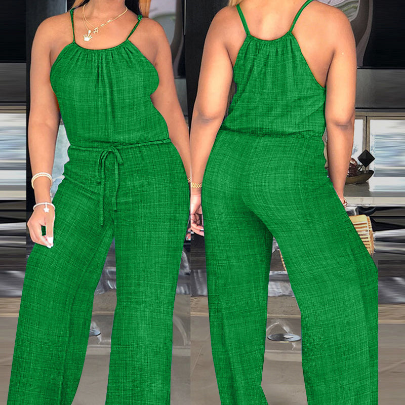 🌬️Ärmelloser Sommer-Jumpsuit für Damen mit Kordelzug in der Taille👗