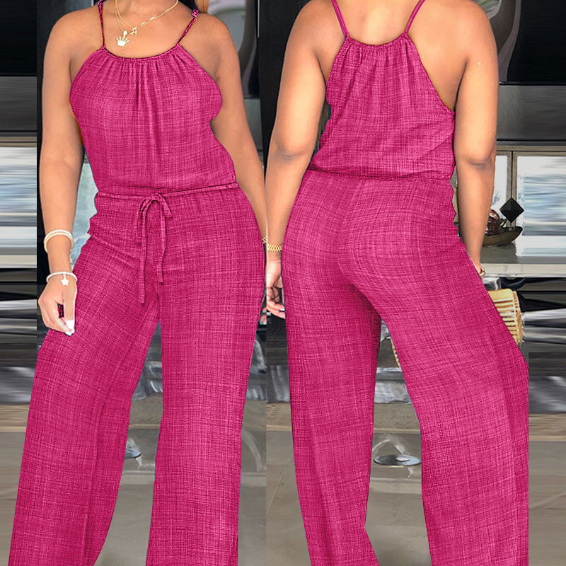 🌬️Ärmelloser Sommer-Jumpsuit für Damen mit Kordelzug in der Taille👗