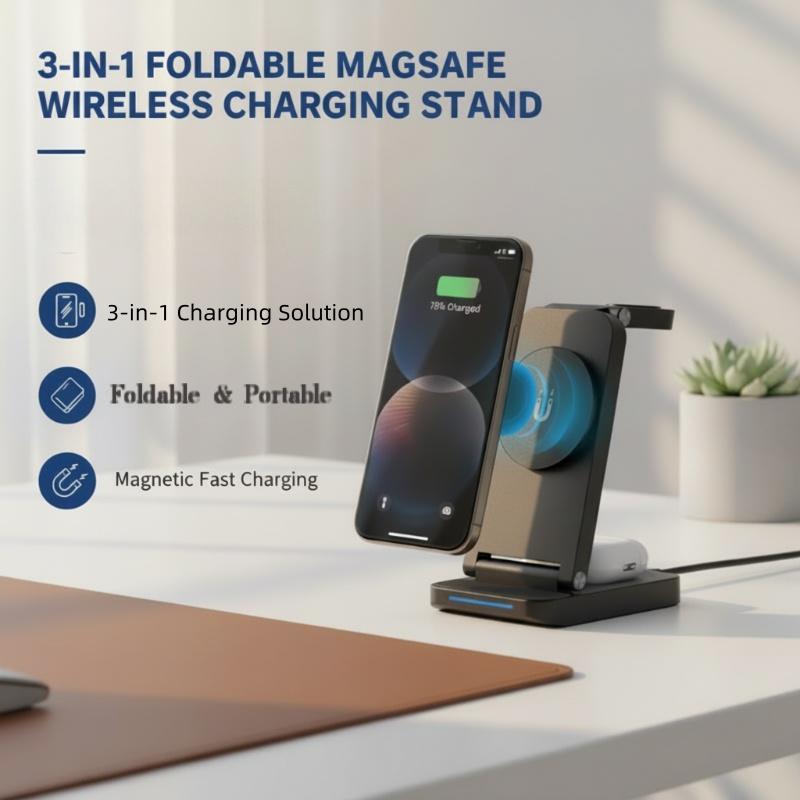 3-in-1 faltbare magnetische kabellose Ladestation
