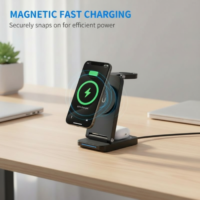 3-in-1 faltbare magnetische kabellose Ladestation