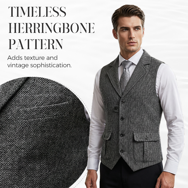 🎯🎯 Das neue Modell 2026 ist da!！🎽Herren-Weste aus klassischem Tweed mit Fischgrätenmuster