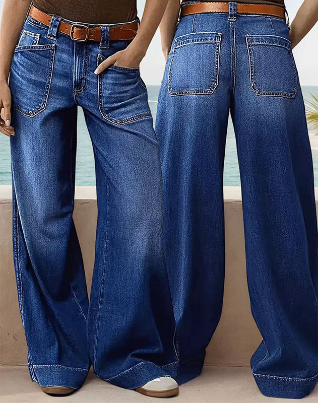🔥Solange der Vorrat reicht 50 % Rabatt!🎉Damenjeans mit hoher Taille und weitem Bein