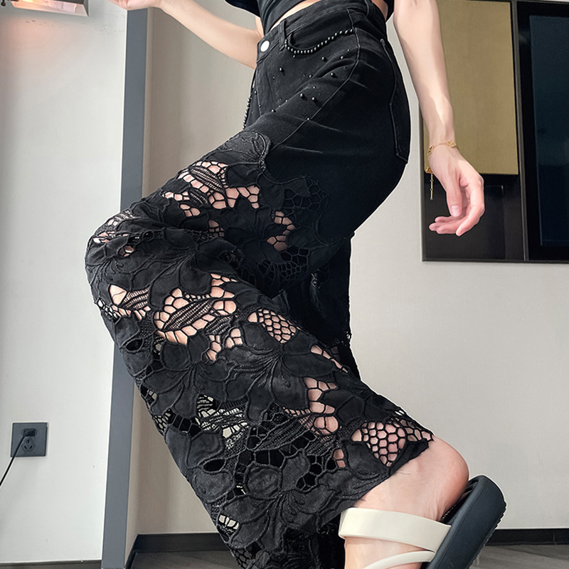 👖 50% RABATT! 💜 Damen-Hose mit Strass-Print und Cut-Outs – Auffälliges Design, Bequeme Passform & Modischer Hingucker ✨