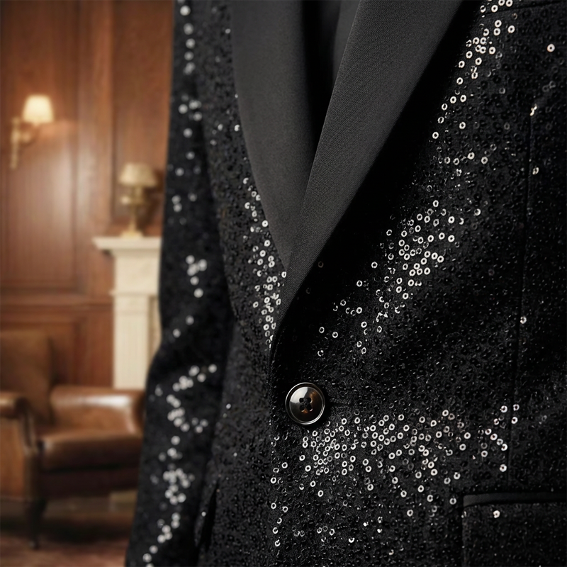 ✨🤵Herren Smoking-Anzug in Schwarz mit Glitzer🔥