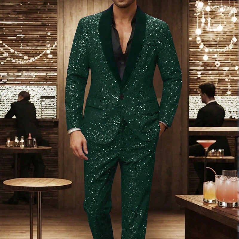 ✨🤵Herren Smoking-Anzug in Schwarz mit Glitzer🔥