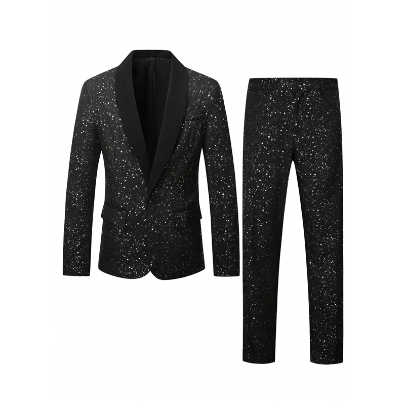 ✨🤵Herren Smoking-Anzug in Schwarz mit Glitzer🔥