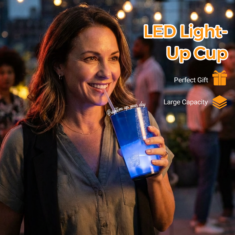 🥤Wasseraktivierter LED-Leuchtbecher mit Strohhalm – Für Partys, Bars & Veranstaltungen✨