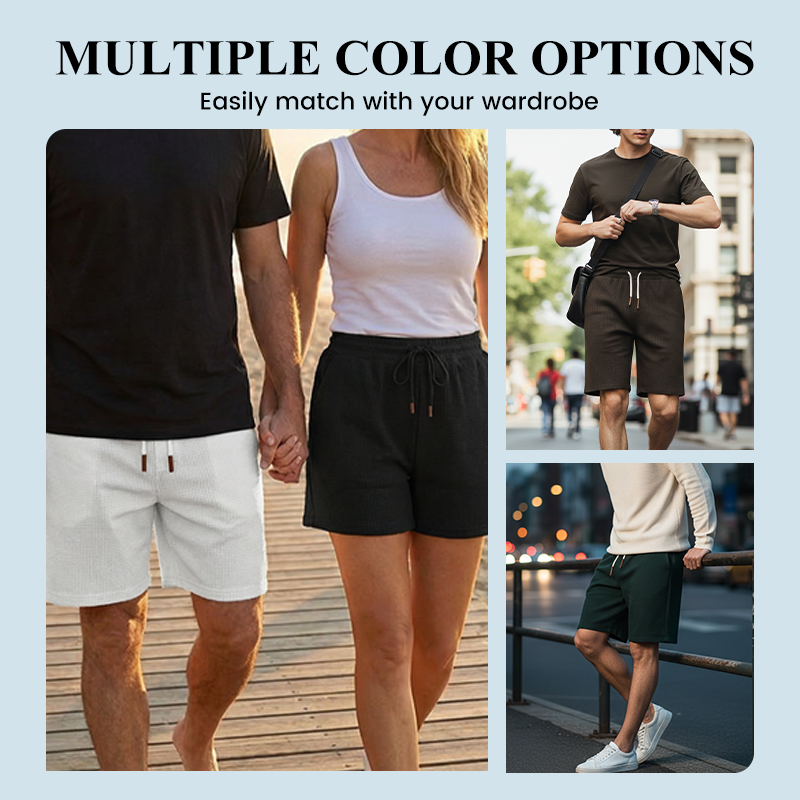 🩳💪 Lässige Herren-Shorts aus Waffelstrick mit Kordelzug – 50% RABATT! Bequem, atmungsaktiv, perfekt für warme Tage. 🔥☀️