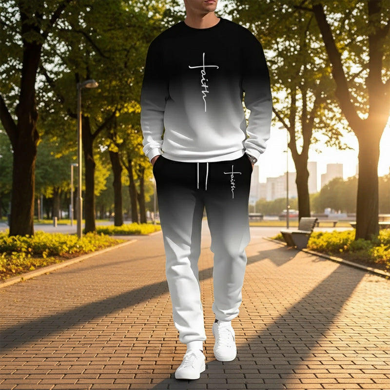 👕🏃 Herren-Trainingsanzug – Farbverlauf-Design, Weich & Atmungsaktiv für Sport & Freizeit 🌬️