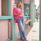 💖 2-teiliges Damen-Set – Knallpinkes Oberteil & Leopardenhose – Locker, Bequem & Atmungsaktiv – Für Freizeit & Ausflüge, S-5XL