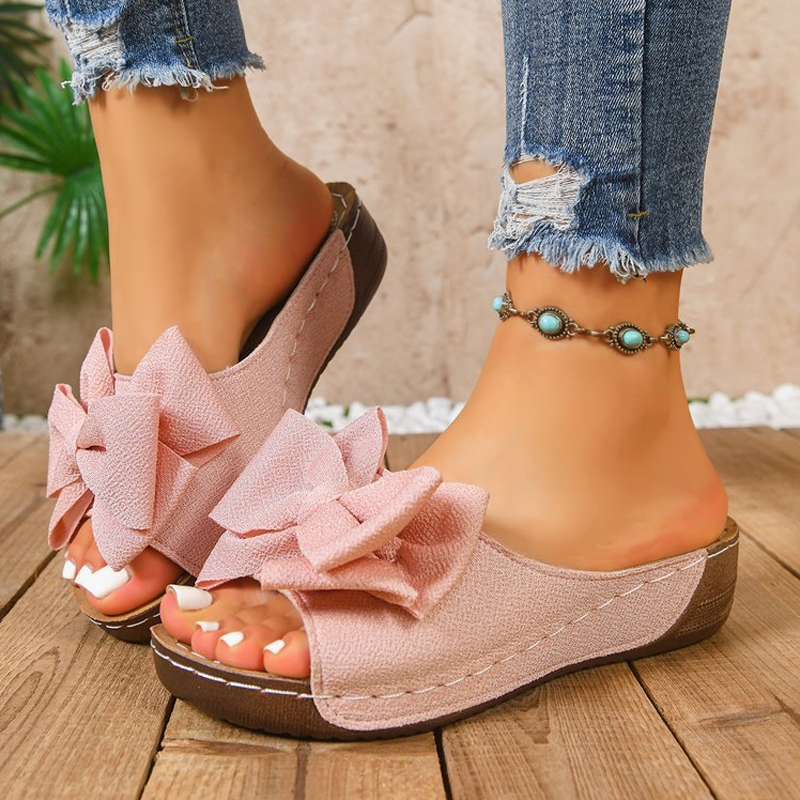 👡 50% RABATT! 🎀 Damen-Bowknot Zehenfreie Keilabsatz-Sandalen – Stilvoll, Bequem & Perfekt für Sommer & Feste 🌸