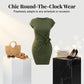 Lockere Rundhals-Rüschen-Bodycon-Mini-Kleid