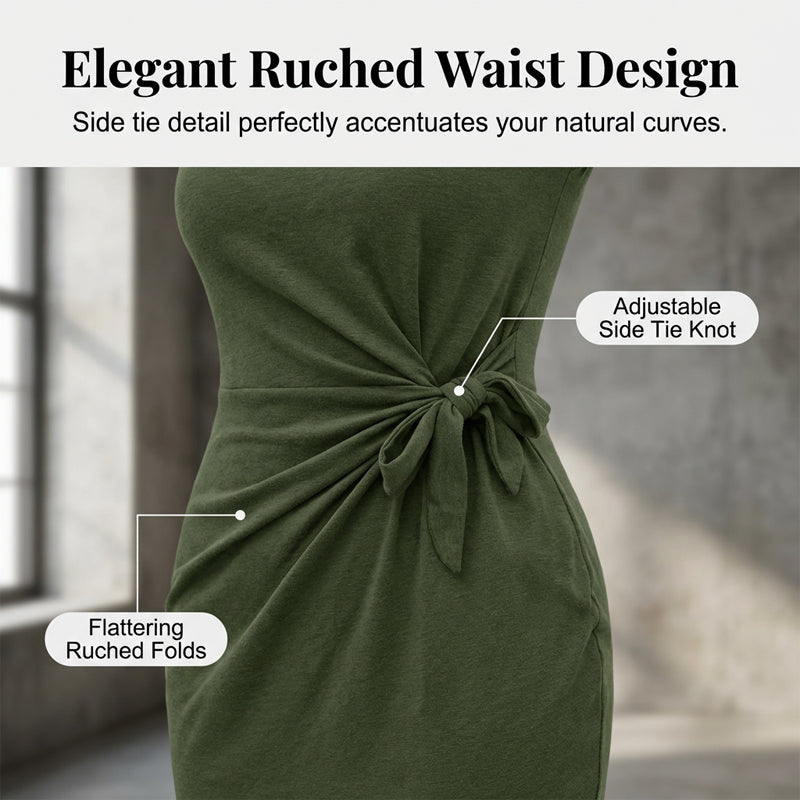 Lockere Rundhals-Rüschen-Bodycon-Mini-Kleid