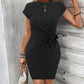 Lockere Rundhals-Rüschen-Bodycon-Mini-Kleid