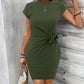 Lockere Rundhals-Rüschen-Bodycon-Mini-Kleid