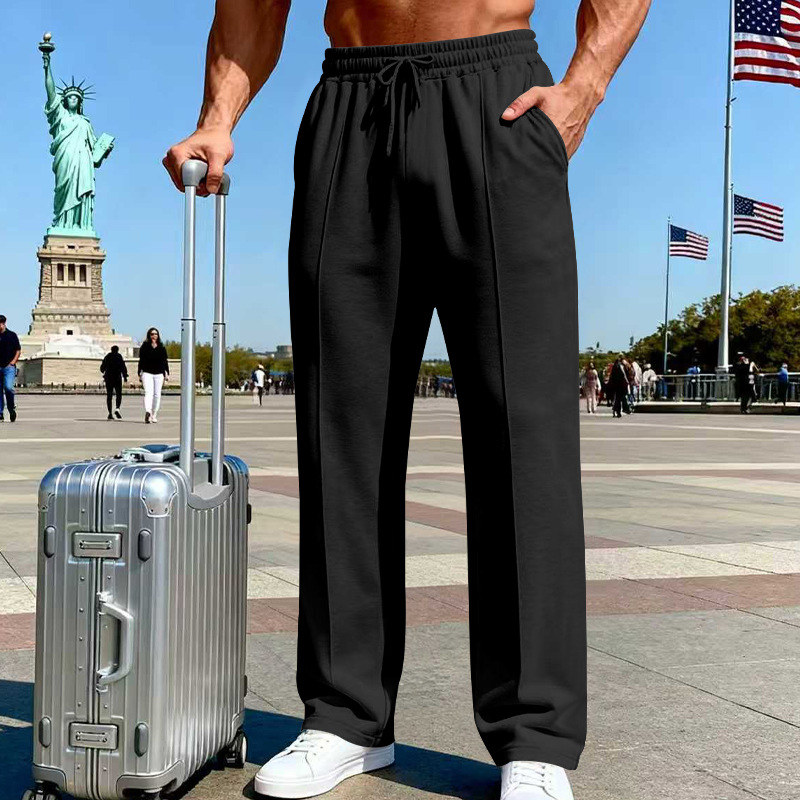 🛒 50 % Rabatt 👖Herrenhose mit elastischem Bund und Kordelzug, gerader Schnitt
