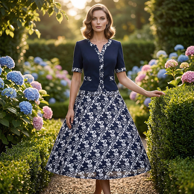 ✨🔥Elegantes A-Linien-Kleid mit Blumenmuster🌸