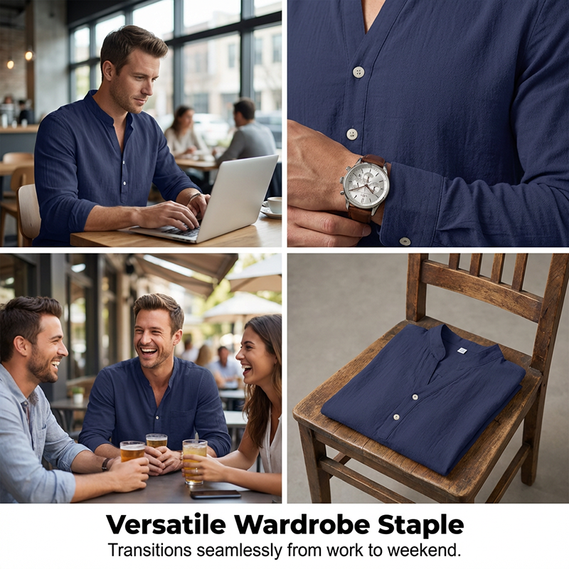 ⏳🔥 50% RABATT – zeitlich begrenzt!👔Lässiges Henley-T-Shirt für Herren