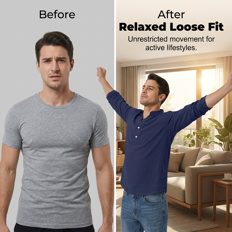 ⏳🔥 50% RABATT – zeitlich begrenzt!👔Lässiges Henley-T-Shirt für Herren