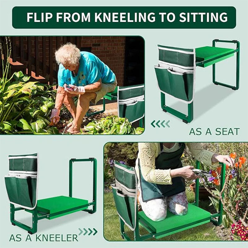 Klappbarer Gartenhocker zum Sitzen und Knien